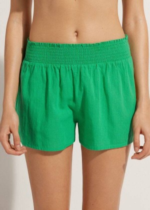 Calzedonia Baumwoll Shorts Cover-Ups Damen Grün | DE2065FM