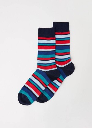 Calzedonia Colorful Gestreift Crew Socken Herren Blau | DE1322NB