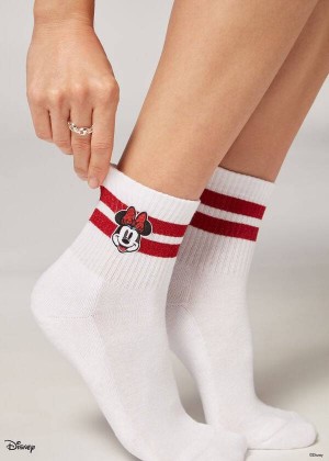 Calzedonia Disney Minnie Mouse Kurzes Sport Socken Damen Weiß | DE1771YU