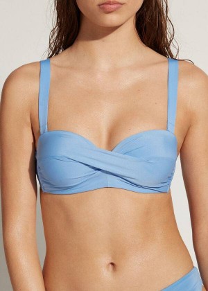 Calzedonia Gepolstert Bandeau Indonesia Bikinioberteile Damen Blau | DE2402WY