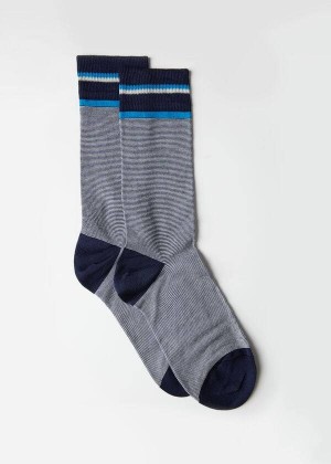 Calzedonia Micro Gestreift Crew Socken Herren Blau | DE1335SO