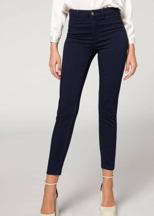 Calzedonia Soft Touch Thermal Schlank Jeans Damen Navy | DE1580VD