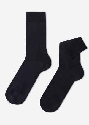 Calzedonia Stretch Baumwoll Crew Socken Herren Blau | DE1376QZ