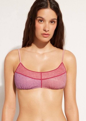 Calzedonia Tank Stylen Lamé Lisbona Bikinioberteile Damen Rosa | DE2194DN