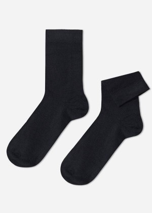Calzedonia Wolle and Baumwoll Crew Socken Herren Blau | DE1390GL