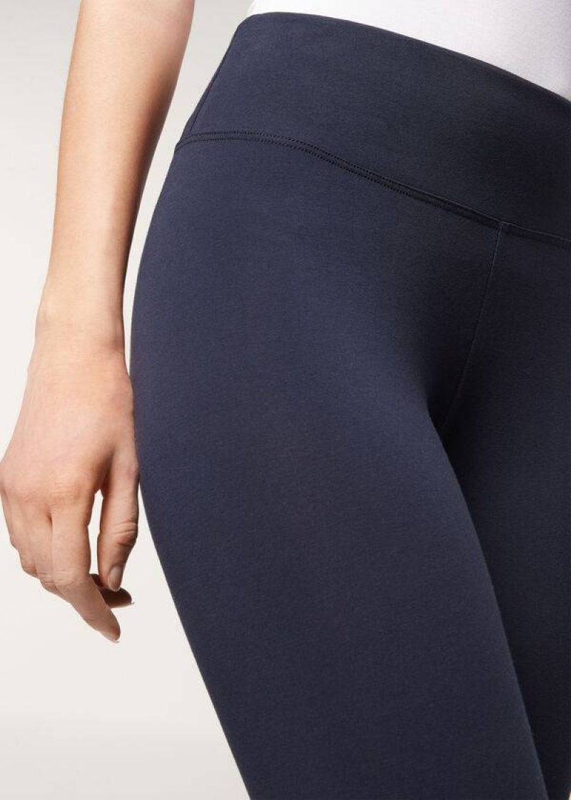 Calzedonia Supima Baumwoll Leggings Damen Blau | DE1497KI